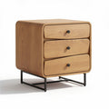 Wooden nightstand with three drawers and black metal legs 50 x 40 x 60cm