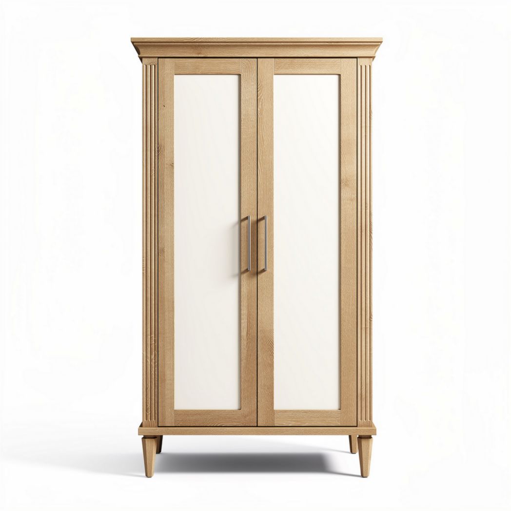 Wooden wardrobe with double doors and a light finish 150 x 80 x 40cm