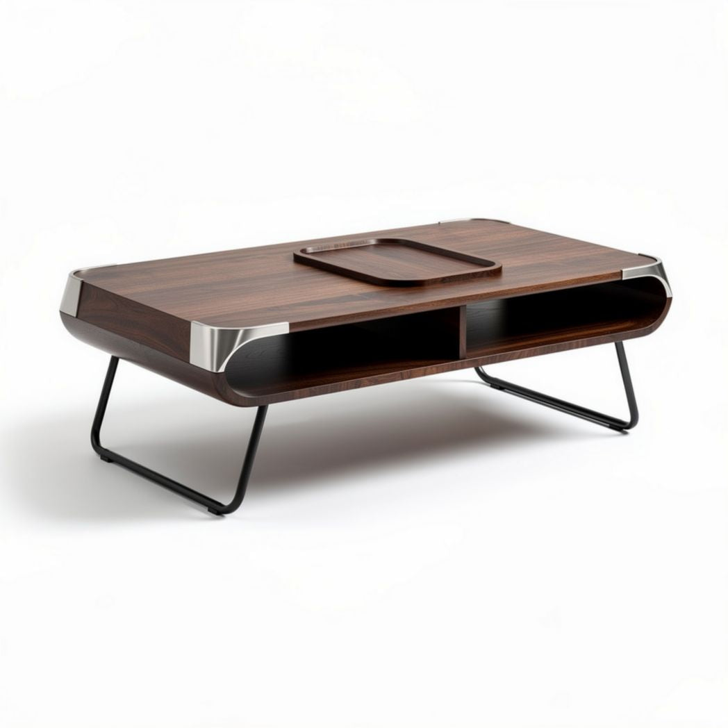 Coffee table with wooden surface and metal accents 100 x 60 x 40cm