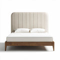 Upholstered bed frame with wooden legs and padded headboard 200 x 160 x 110cm