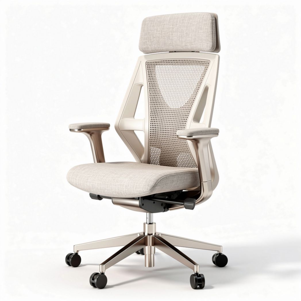 Mesh ergonomic office chair with adjustable headrest and swivel base 60 x 60 x 120cm
