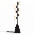 Modern floor lamp with five frosted glass shades and black metal base 25 x 25 x 150cm