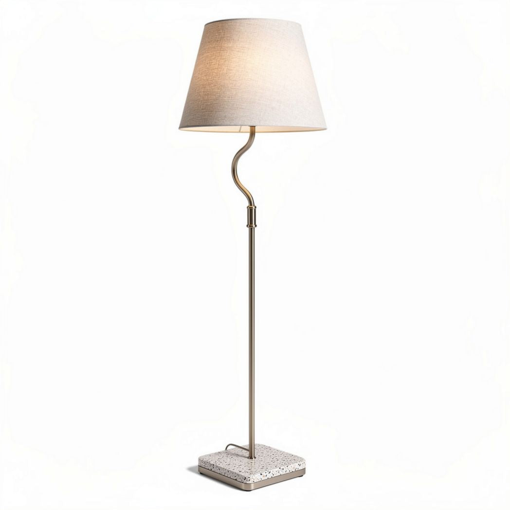 Concrete base floor lamp with fabric shade and metal stem 30 x 30 x 150cm