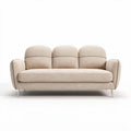 Fabric three-seat sofa with chrome legs in beige color 200 x 90 x 80cm