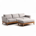 Modern fabric sectional sofa with wooden legs in light gray color 200 x 90 x 75cm
